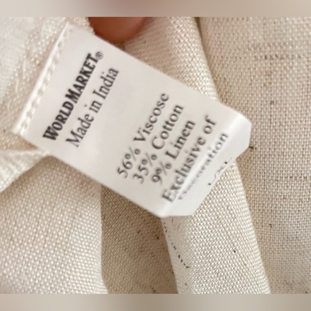 World Market Mira Linen Kaftan Dress L/XL Oatmeal Embroidered Floral - Picture 5 of 6